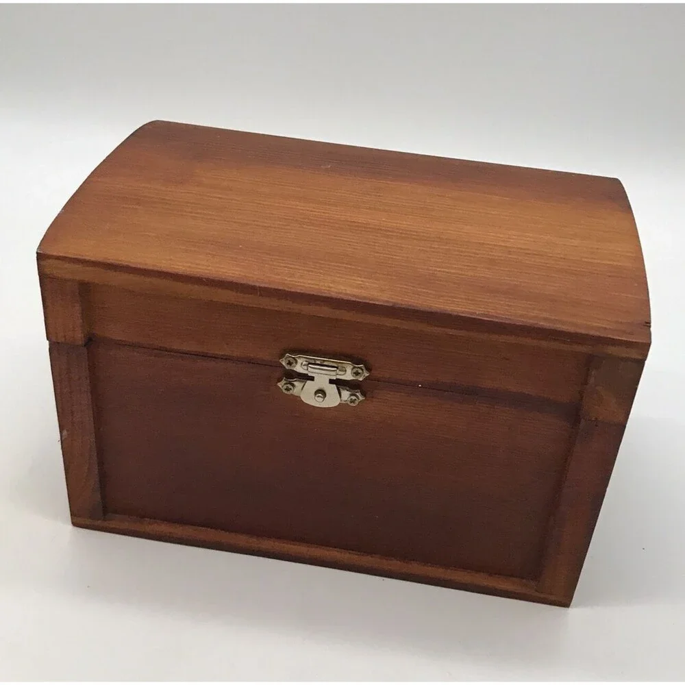 Small Wooden Curved Top Box Hinged Latch Storage Crafts Jewelry Keepsakes Cards